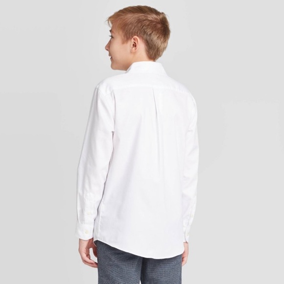Cat & Jack Boys’ White Long Sleeve Collared Button Down - Picture 2 of 12